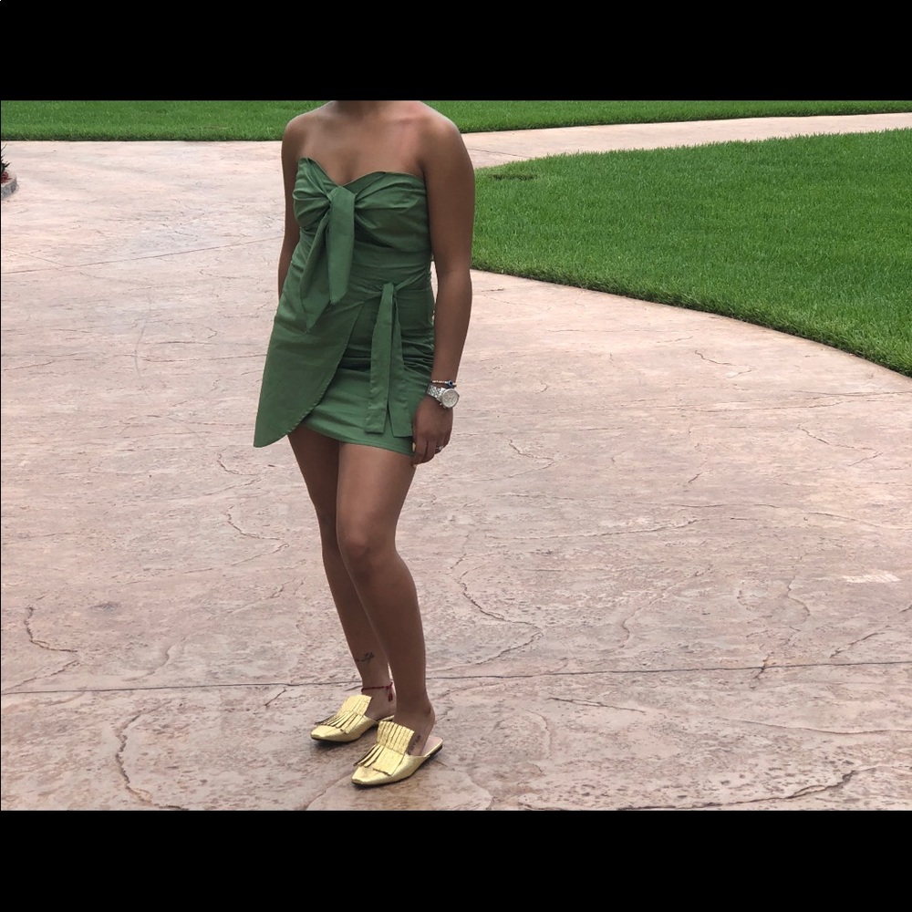 Army green wrap dress